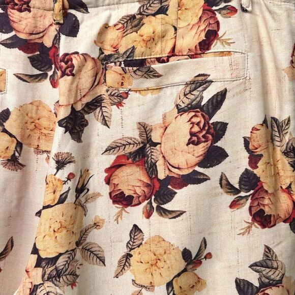 Peruvian Connection Pants Women 10 Cream Wide Leg Preppy Boho Cottagecore Floral - Picture 10 of 13